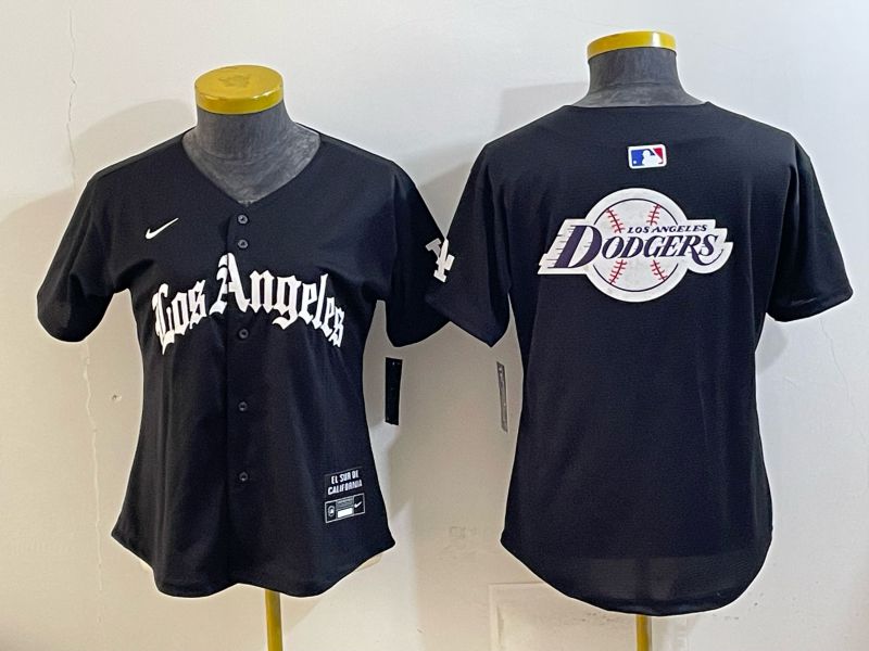 Women 2026 Los Angeles Dodgers Blank Black Game Nike MLB Jersey style 0029